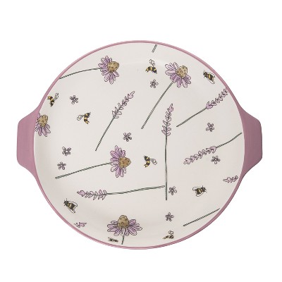 Transpac 11.25 in Lavender and Lilac Ceramic Pie Dish Perfect for Baking and Serving Delicious Pies