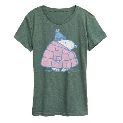 Women's - Peanuts - Snoopy Pastel Puffer Winter Coat Short Sleeve Graphic T-Shirt