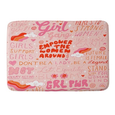 Deny Designs Doodle by Meg Girls Support Girls Memory Foam Bath Mat Pink