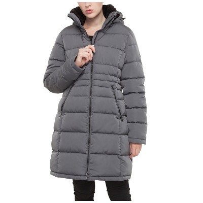 Rokka&Rolla Women's Heavy Long Winter Coat with Fleece Hood Parka Jacket