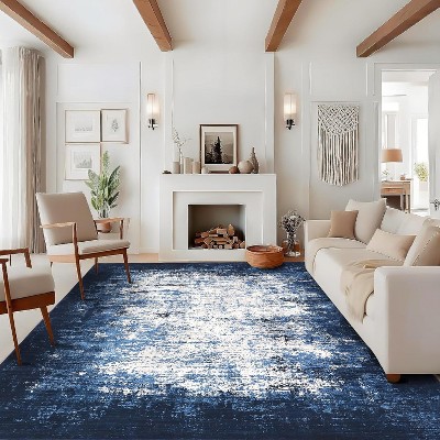 Washable, Soft, Non-Slip, Low Pile, Modern Abstract, Ultra-Soft Thin Floor Cover, Contemporary Indoor Mat for Living Room, Bedroom.