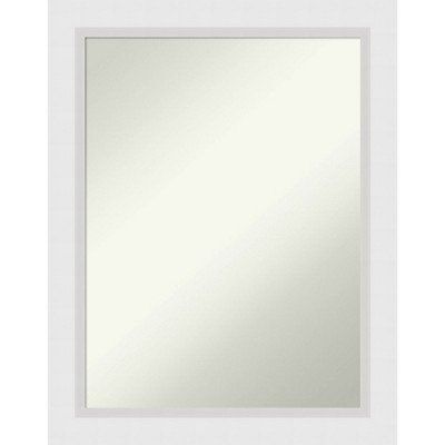22" x 28" Non-Beveled Blanco White Wood Wall Mirror - Amanti Art: Modern Rectangular Decor, Includes Mounting Hardware