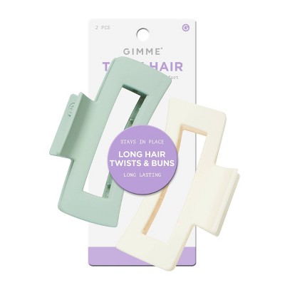 Gimme Beauty Thick Rectangle Claw Clip - Green/Sand - 2pc