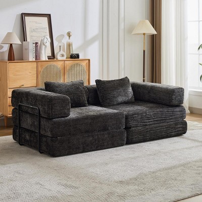 Compact Modular Sleeper Sofa with Memory Foam Support for Living Room or Guest Space -3irtyhousy