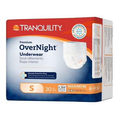 Tranquility Premium OverNight Disposable Underwear Pull On with Tear Away Seams Small, 2114, 20 Ct