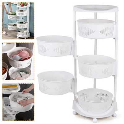 YIYIBYUS 5 Tiers Rotating Shelf Household Storage Rack with Wheels For Kitchen