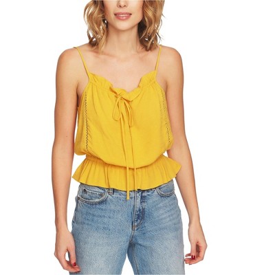 1.STATE Womens Tie Front Peplum Cami Tank Top