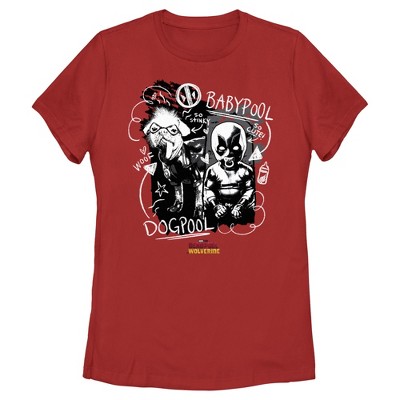 Women's Marvel: Deadpool & Wolverine Dogpool and Babypool Doodles T-Shirt