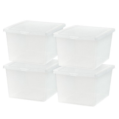 IRIS USA Plastic Storage Bin Tote Organizing Container with Latching Lid, Shoe Box, Clear