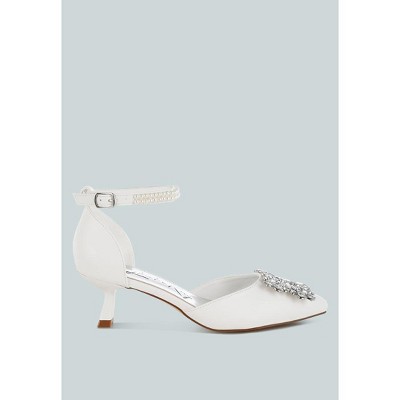 Onkana Diamante Brooch Kitten Heel Sandals Women