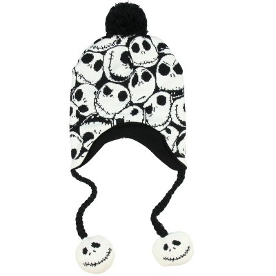 Nightmare Before Christmas Jack Skellington Allover Print Laplander Beanie White