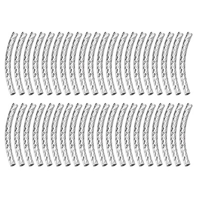 Unique Bargains Texture Plating Brass Craft DIY Curved Tube Beads 60 Pcs