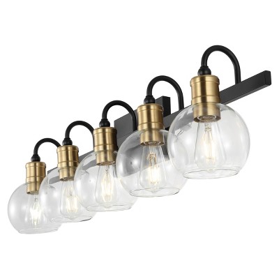 Marais Iron/Glass Rustic Vintage LED Vanity Light Black/Gold - JONATHAN Y