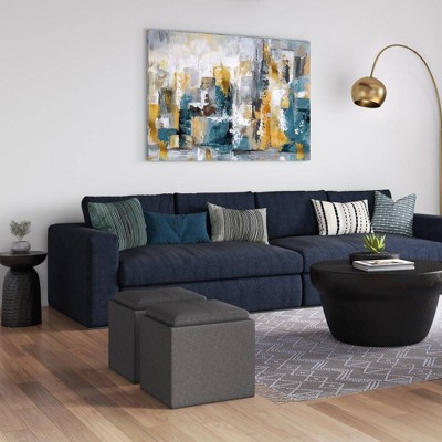 17" Townsend Cube Storage Ottoman with Tray - WyndenHall