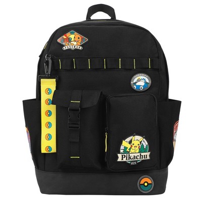 Pokémon Character Patches 19" Black Backpack