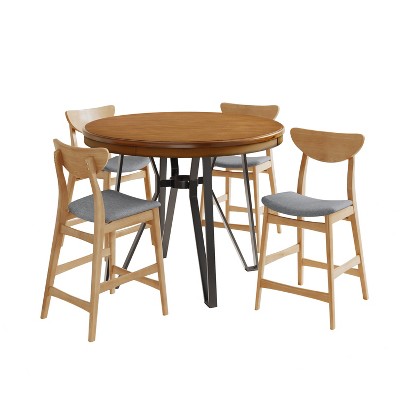 Christopher Knight Home Gavin 5 Pieces Wood and Metal Counter Height Upholstered Dining Set