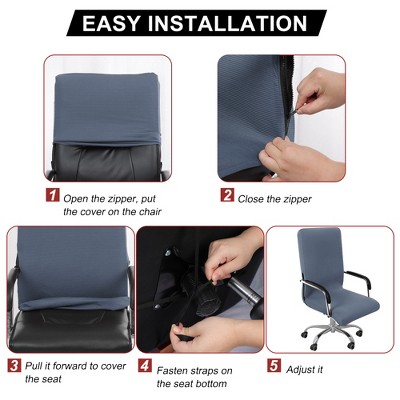 1 Pc Polyester Spandex Waterproof Jacquard Office Computer Armchair Swivel Chair Slipcovers - PiccoCasa