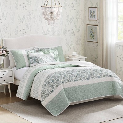 NicBex 6-Piece Cotton Percale Bedding Comforter Sets, All Season Bedding Set Reversible- printed Quilt Set with Throw Pillows, Machine Washable