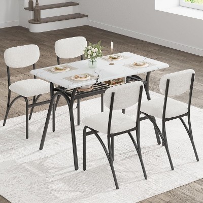 Jojoka 5-Piece Dining Table Set for 4,Kitchen Table with 4 Chairs,Rectangular Dining Table with Storage Rack