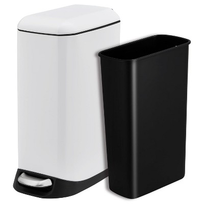 3.2 Gallon/12 L Bathroom Trash Can with Lid, Stainless Steel Kitchen Trash Can, Soft Close Step-On Pedal, Fingerprint-Resistant Finish