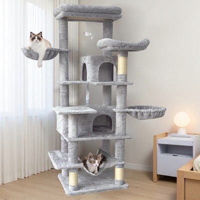 YOOCOZZ 68 Inches Multi-Level Large and Tall Cat Tree, Scratching Post with Sisal Rope-Gray
