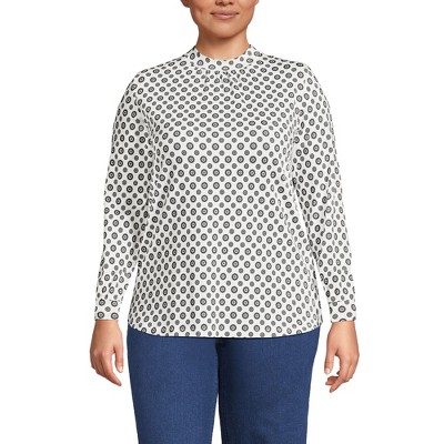 Lands' End Women's Jersey Long Sleeve Gathered Mock