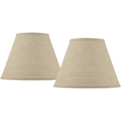 Springcrest Set of 2 Empire Lamp Shades Fine Burlap Small 6" Top x 12" Bottom x 9" Slant Spider Replacement Harp and Finial Fitting