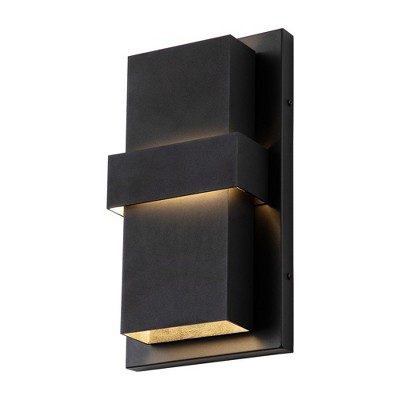 C Cattleya 3-Light Matte Black Aluminum LED Outdoor Wall Lantern Sconce
