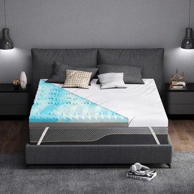 Dyonery 4"Extra Firm/FirmMattress with Silk Cover,Cooling Egg Crate Gel+Bamboo High-Density Memory Foam,Comfy Mattress Topper for Pain Relief