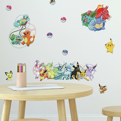 Pokemon Favorite Character Peel and Stick Kids' Wall Decal - RoomMates: Vinyl Self-Adhesive, 25 Pieces, Multicolored