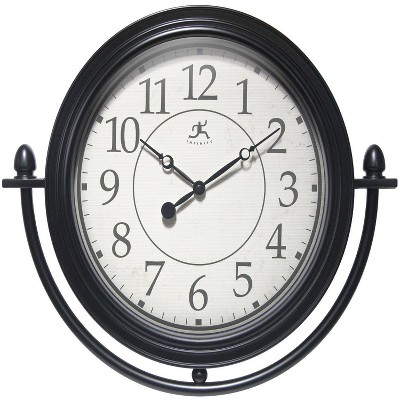 17"x20" Finial Wall Clock Black - Infinity Instruments: Antique Style, Indoor Decorative, Plastic Frame
