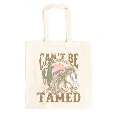 City Creek Prints Can't Be Tamed Rope Canvas Tote Bag - 15x16 - Natural