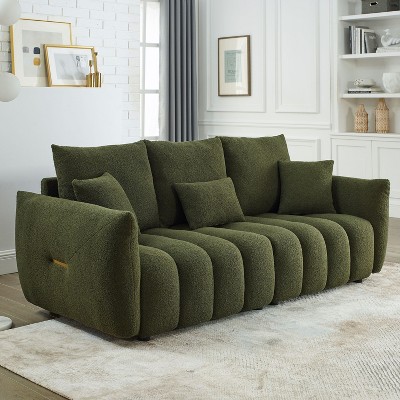 NicBex Couches for Living Room 39.7" Cloud Couch Teddy Upholstered 1 Seater Sofa Couch Modern Lounge Chair with 2 Throw Pillows for Apartment
