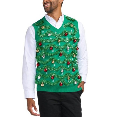 Tipsy Elves Gaudy Garland Ugly Christmas Sweater Vest - Funny Ugly Christmas Sweater for Holiday Parties
