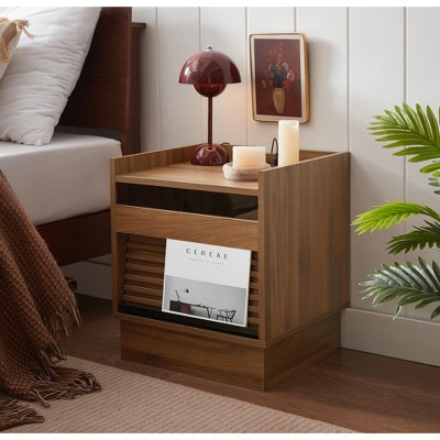 Christopher Knight Home Shirin Modern Muti-Functional Nightstand with Charging Station, LED lights and Music