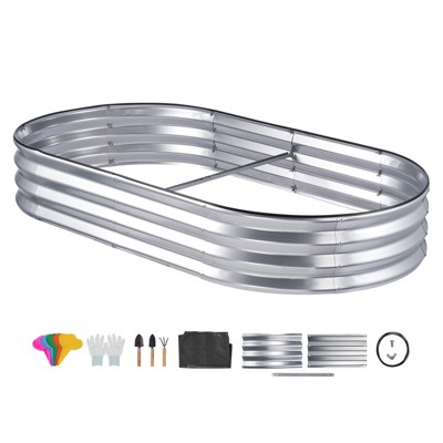 VEVOR Raised Garden Bed, 6 x 3 x 0.9 ft Galvanized Metal Planter Box with Open Base, for Growing Flowers/Vegetables/Herbs in Backyard/Garden, Silver