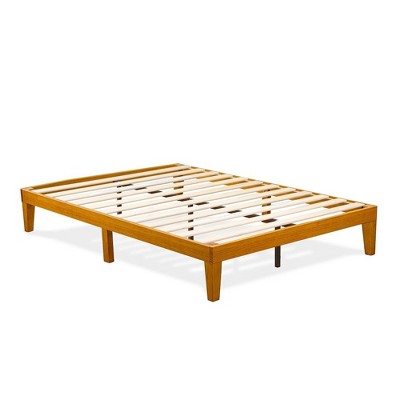 East West Furniture, Full Size Platform Bed Frame with 4 Legs and 2 Extra Center Legs - Oak Finish