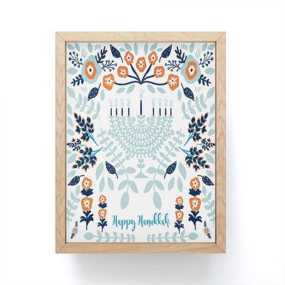 Marni Floral Hanukkah Menorah Framed Mini Art Print - Society6