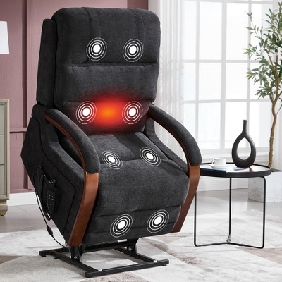 FONTOI Accent Chair with Side Pockets, Recliner Chair with Comfortable Back and Wood Armrests, Black, 36.23"*42.52"*29.53"