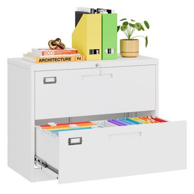 Mlezan Drawer Lateral File Cabinet: Lockable Metal Storage for Letter/Legal/F4/A4 Files.Large Deep Drawers,Ideal for Home or Office Use.