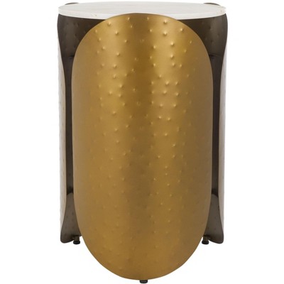 Shiara Round Accent Table - FOX5531A - White/Antique Brass - Safavieh Couture