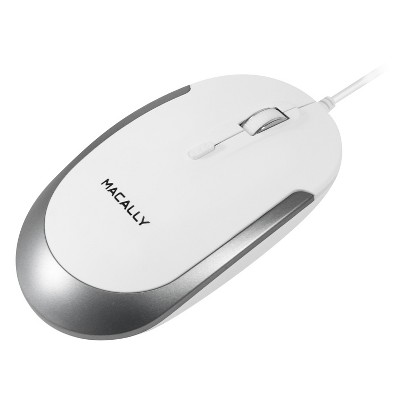 Macally USB-C Optical White Mouse Quiet Click for Mac and PC
