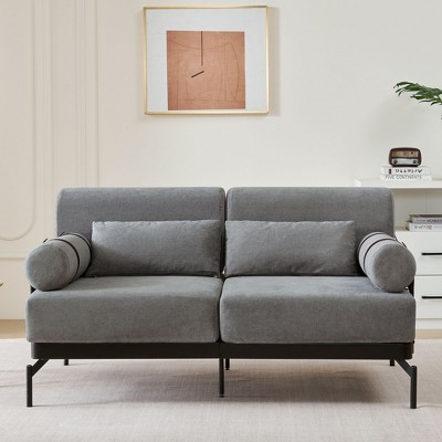 NicBex 59" Loveseat with USB Ports,Modern Chenille Couch,2-Seater Sofa with Unique Cylindrical Armrests,Sofas for Living Room,Bedroom