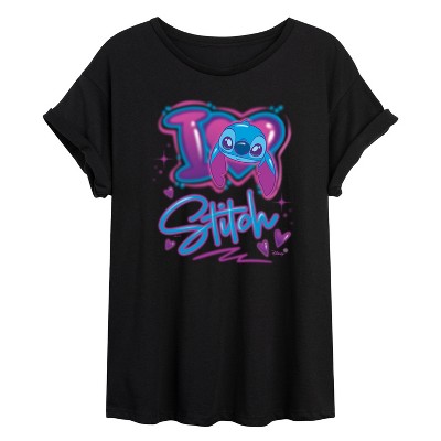 Women's - Lilo and Stitch - I Love Stitch Oversized Graphic T-Shirt