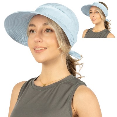 SUN CUBE Women Sun Hat for Outdoor UV Protection, Wide Brim Sun Hat Ponytail, Convertible Zip-Off Beach Hat Visor
