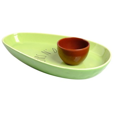 Lexi Home 14 Inch Ceramic Avocado Chip and Dip Serving Tray