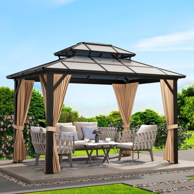 Hardtop Gazebo, Metal Gazebo with Aluminum Frame, Double Galvanized Steel Roof, Pergolas for Patios, Garden, Parties, Lawns