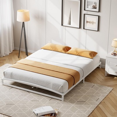 Coolmee Low Bed Frame Twin/Full/Queen/King Size, 6 Inch Heavy Duty Metal Platform Bed Frame with Arch Design, Strong Bearing Capacity