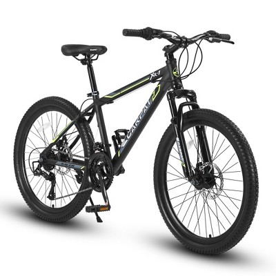 Gulches 24 Inch Mountain Bike Boys Girls, Steel  Frame, Shimano 21 Speed Mountain Bicycle with Daul Disc Brakes and Front Suspension MTB