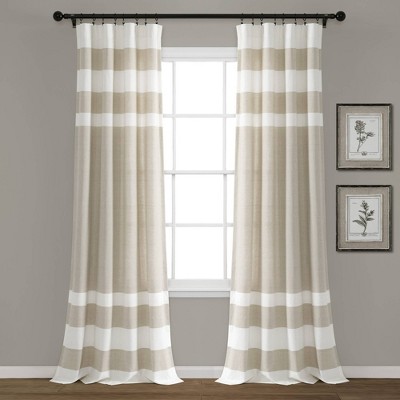 Set of 2 Coastal Cape Cod Stripe Yarn Dyed Cotton Light Filtering Window Curtain Panels - Lush Décor